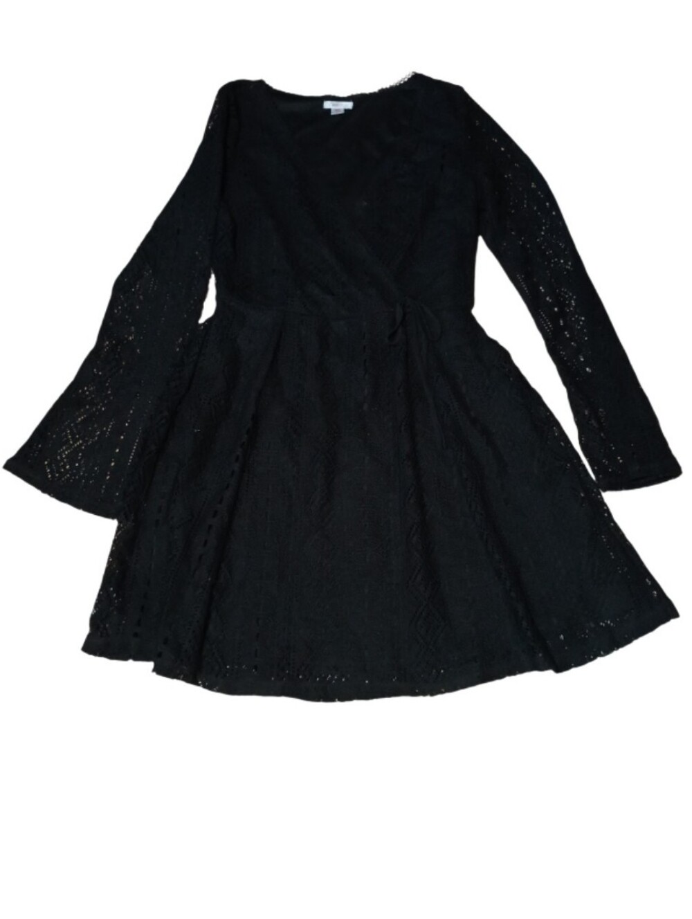 Xhilaration Black Lace Long-Sleeve Fit & Flare Dress